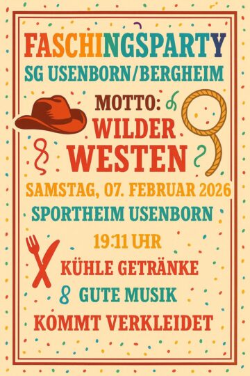 20260106 Plakat Faschingsparty im Sportheim Usenborn