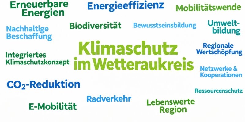 Wortwolke mit Begriffen zum Klimaschutz im Wetteraukreis